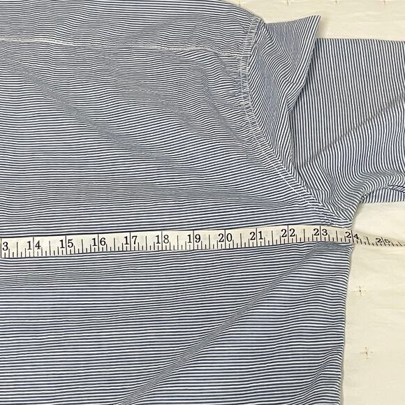 Eddie Bauer Crinkle Cotton SS Button Down Men's L | Blue & White Stripes | EUC - Picture 6 of 9